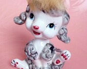 Vintage Kitschy Cute Poodle Puppy with Fur Figurine