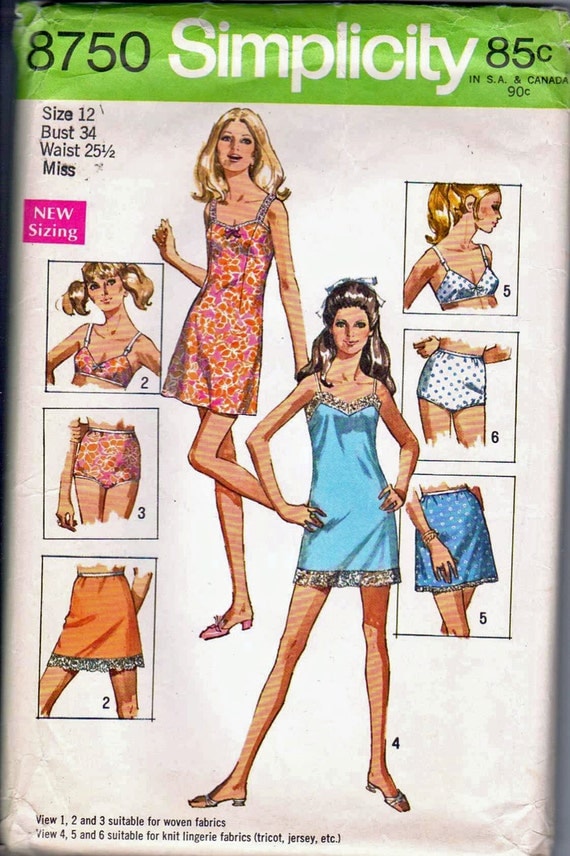 Vintage 1940s Simplicity Sewing Pattern Bra Top Pants Slip UNCUT