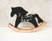 Wedding sign chalkboard home decor messege-rocking horse, peach, blush, baby pink, black, rustic home, proposal ideas