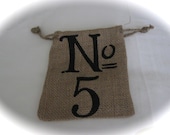 Stenciled Sachet Burlap bag    (No 5)
