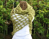 Crochet Celtic Love Knot Shawl Wrap In Green Apple by JennisCrochet