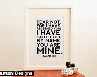 Isaiah 43:1. Fear Not. 8x10. PDF. DIY Printable Christian Poster. Bible Verse.