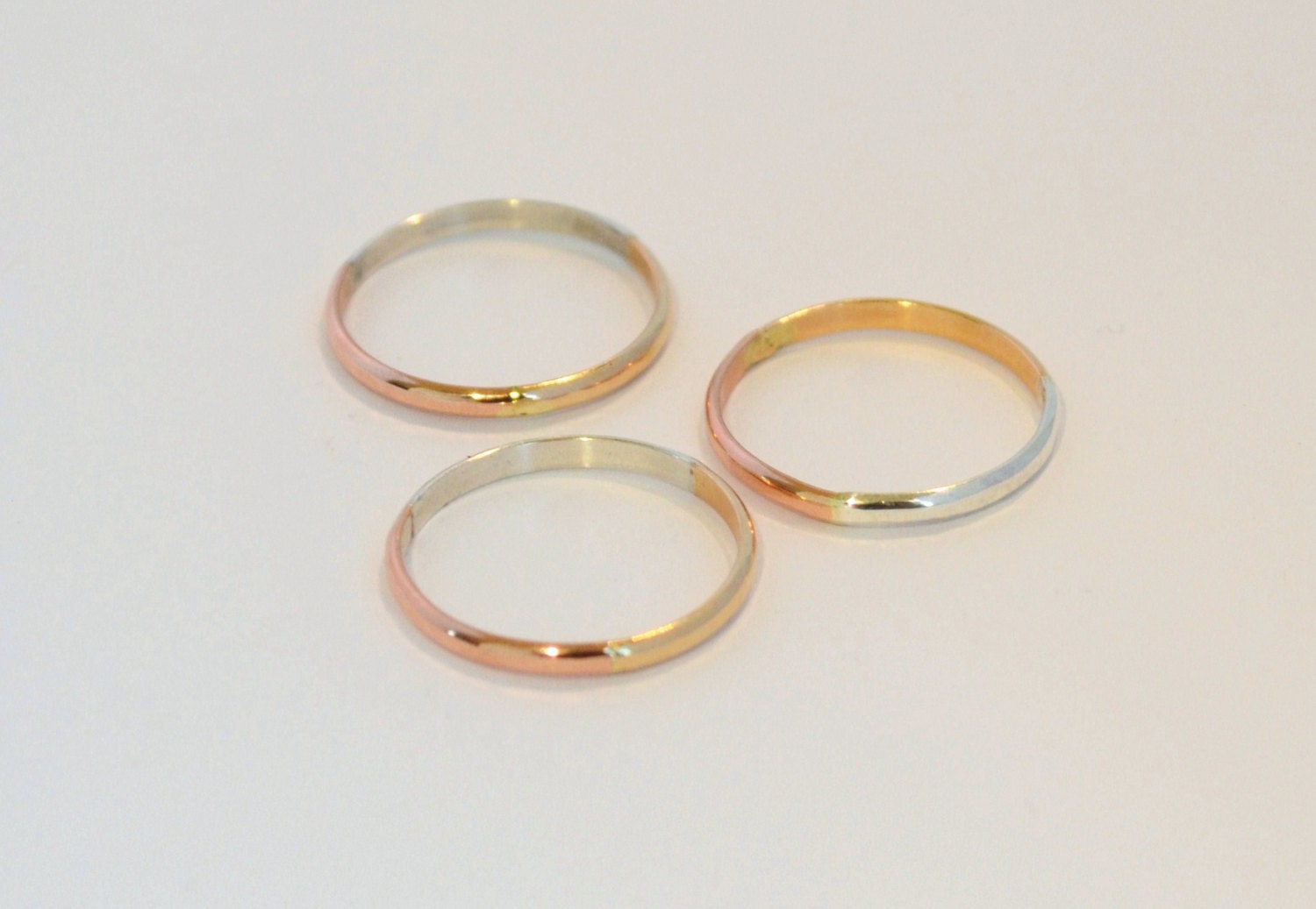 Aura Ring--3 Metals in one Ring- gold filled, pink gold filled, sterling silver-Stacking, Layering, Knuckle Ring
