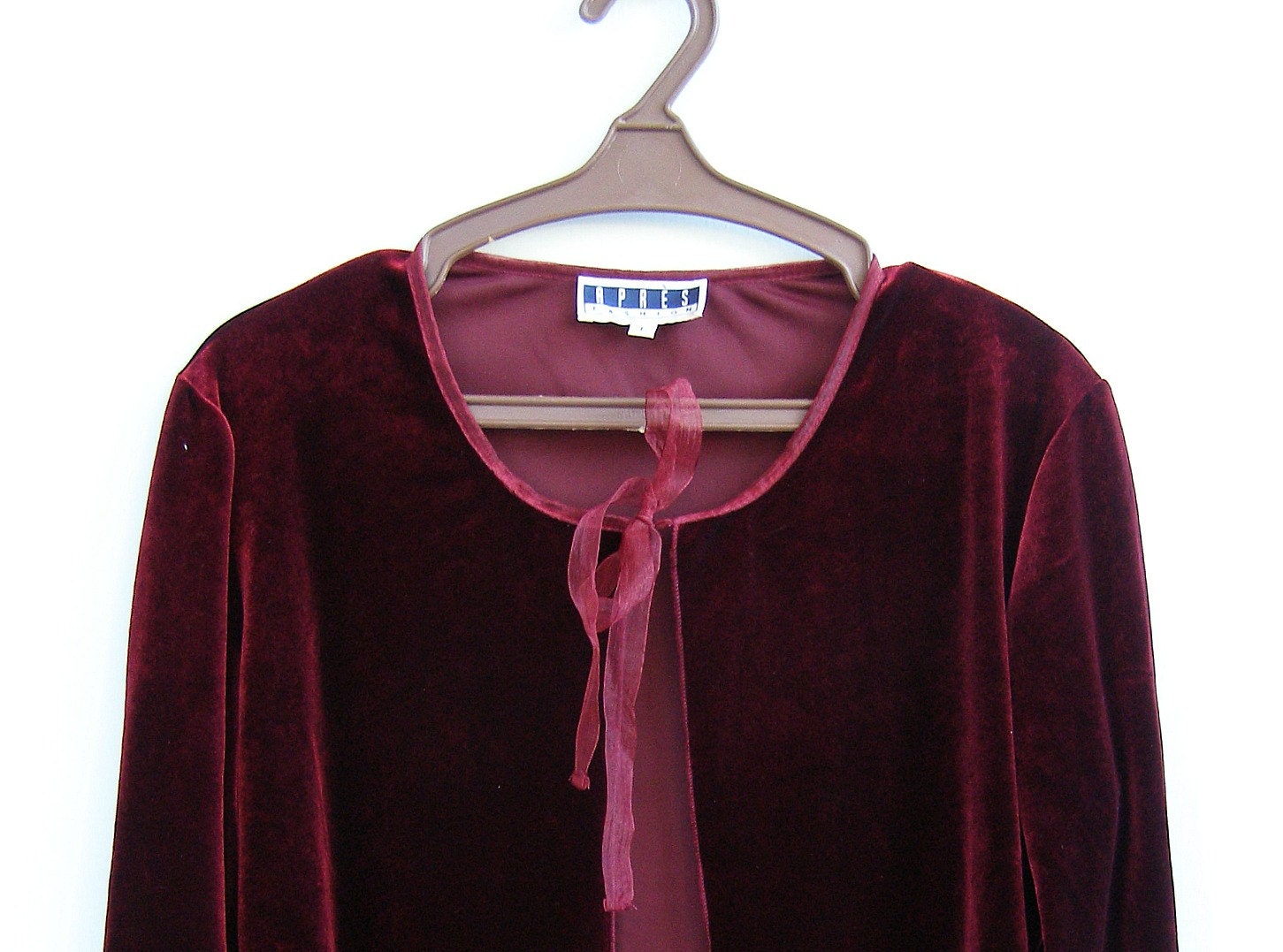 Boho Burgundy woman Top, Size L, 80s Velvet soft Jacket, Spring Romantic Top, Hippie, gypsy, Deep Red blouse