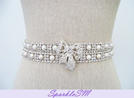 Rhinestone Bridal Belt and Bridal Sash - Eloise