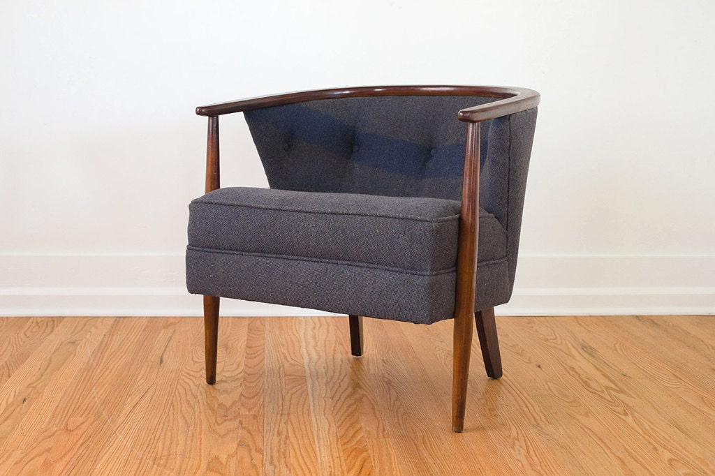 SOLD Custom Mid Century Vintage Blanket Upholstered Kodawood Chair