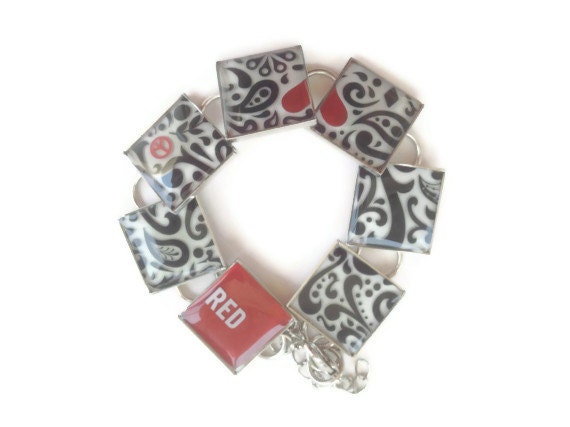 Resin Jewelry, Recycled jewelry, Starbucks Jewelry, Custom Bracelets, Silver Bracelets ( favorite)