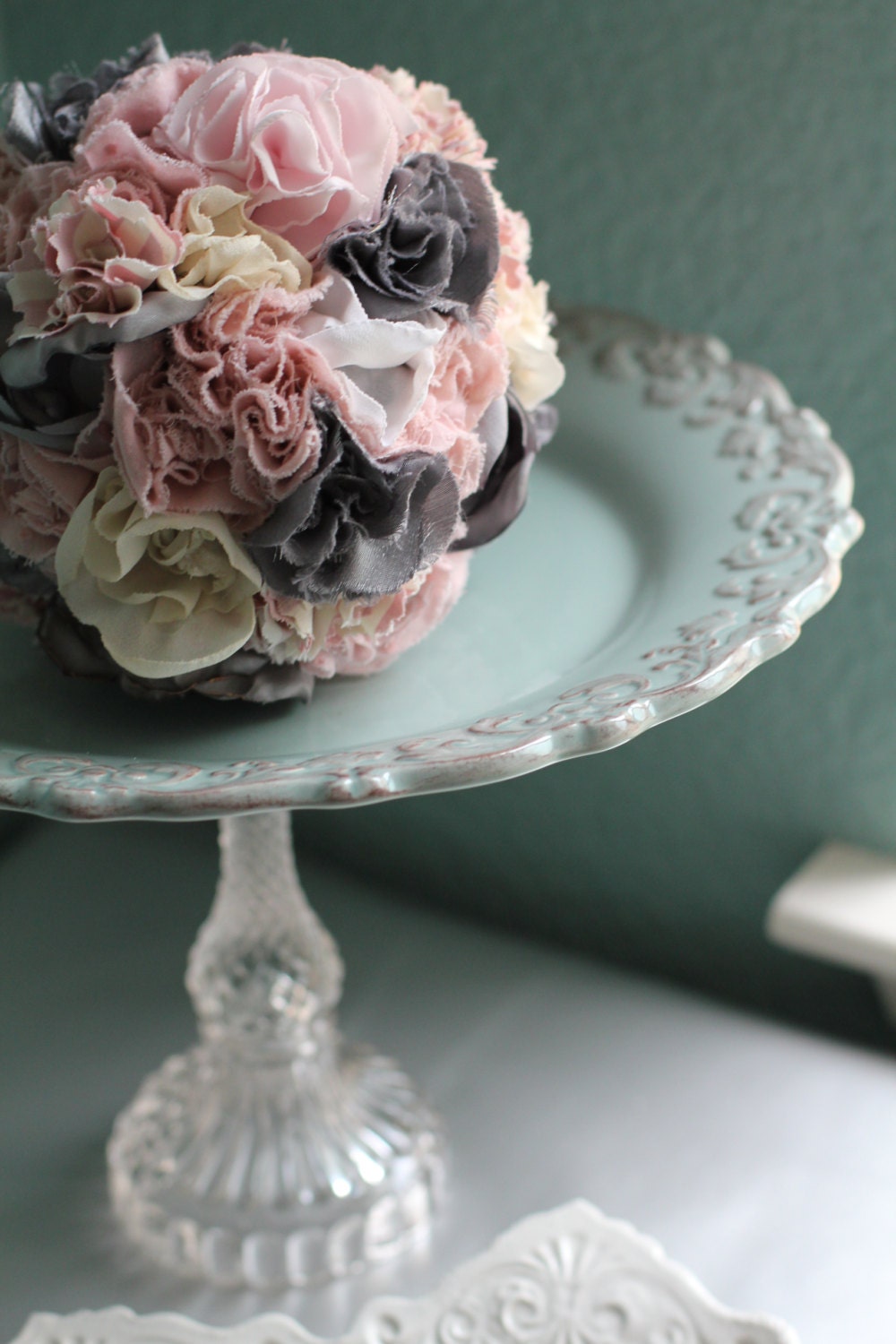 Robin Egg Blue Cake Stand / Vintage-Inspired Parisian Wedding Cake Stand / French Provincial Dessert Pedestal / Cupcake Stand