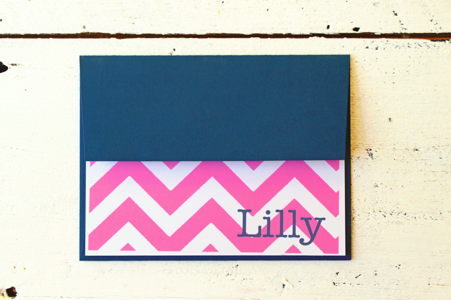 Custom Chevron Stationary Pink and Navy Blue Preppy Personalized Stationery Colorful Note Cards Pink and Navy Bridesmaid Gift- Set of 10
