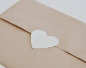 white glitter large heart stickers  (24 stickers)