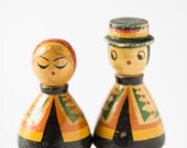 Wooden dolls hand painted Soviet era, lovely couple wooden dolls