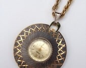 Vintage Pocket Watch Clock Pendant Long Chain Necklace