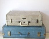Vintage White Ivory Marbled Luggage Suitcase Home Decor Storage Display Prop Gift for Her Summer Fall