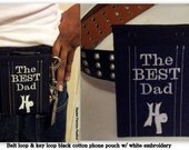The Best Dad black cotton smartphone pouch, belt and key loop, by Hamlet Pericles