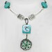Unique Teal Mother of Pearl, Silver and Peacock AB Choker Necklace