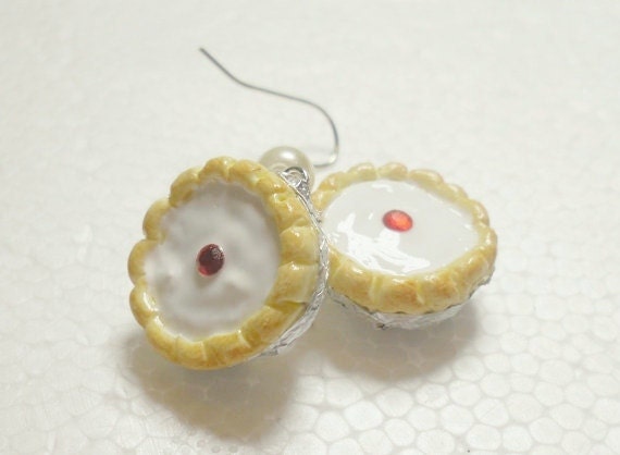 Cherry Bakewell Earrings. Polymer Clay.