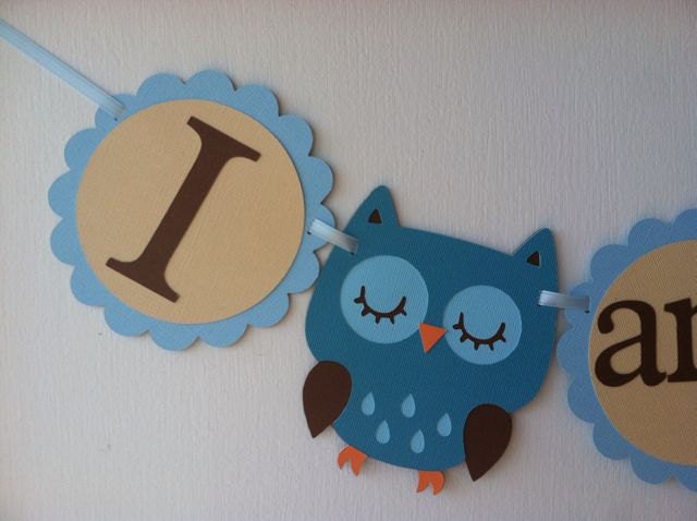 Owl high chair banner, owl party banner, owl decorations, owl birthday, owl theme, boy birthday, first birthday, photo prop READY TO SHIP