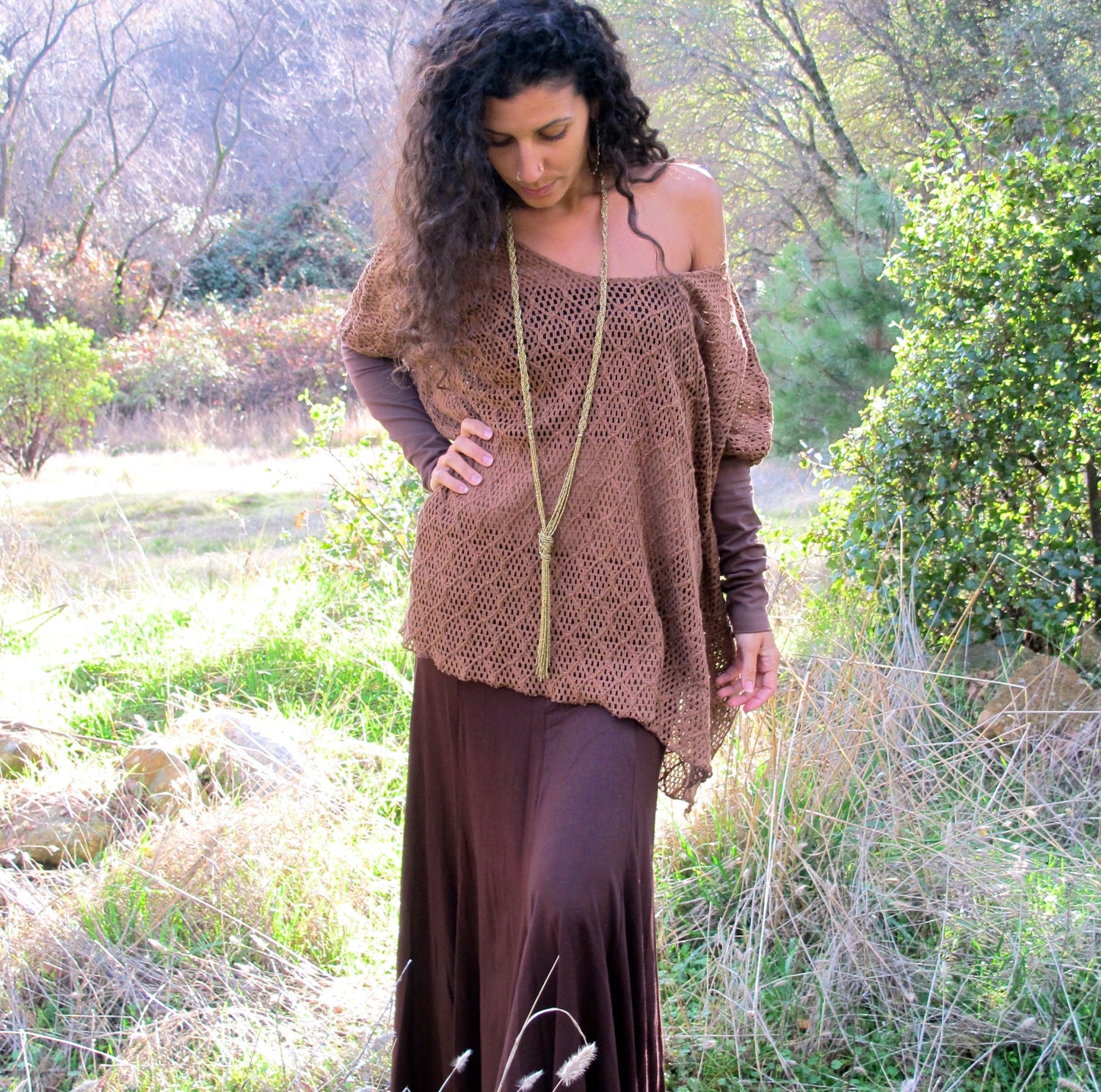 Oversized Top - Long Sleeves Swather - Bohemian Top - Off The Shoulder Gypsy Tunic