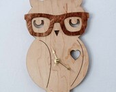 Nerd Owl Clock - Handmade - laser cut