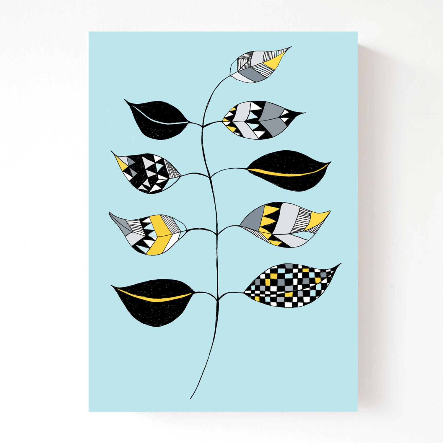 Zig Leaf (blue) Postcard