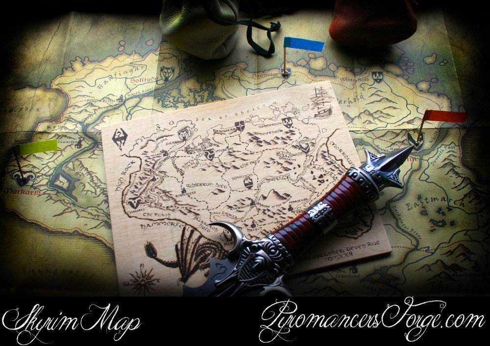 Skyrim Dragon Map Pyrography Wood Burning