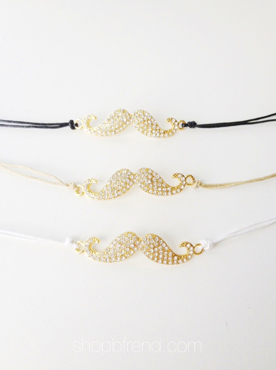 Crystal Moustache "tie me once" Bracelet