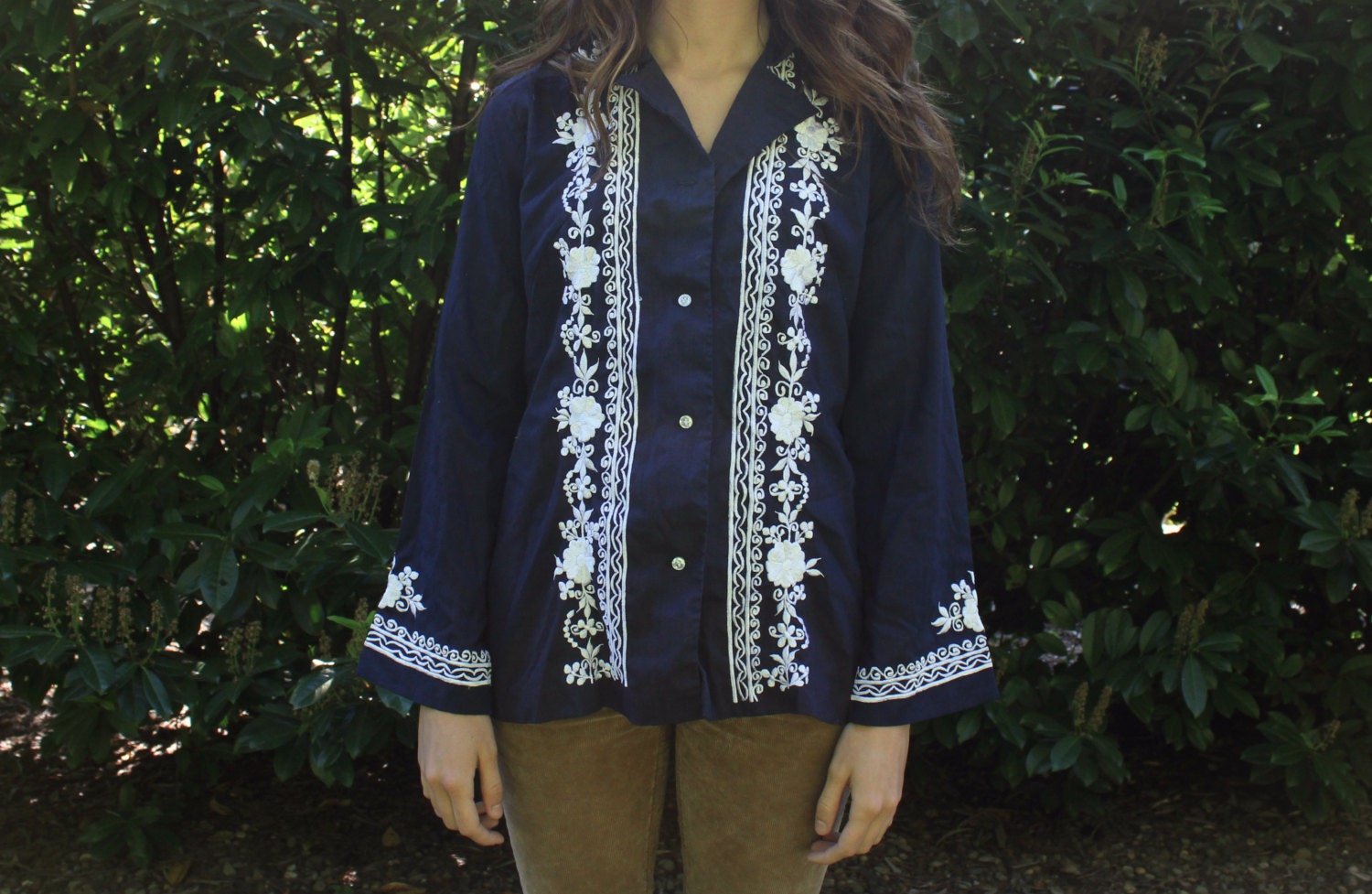 Embroidered Bohemian Button Up