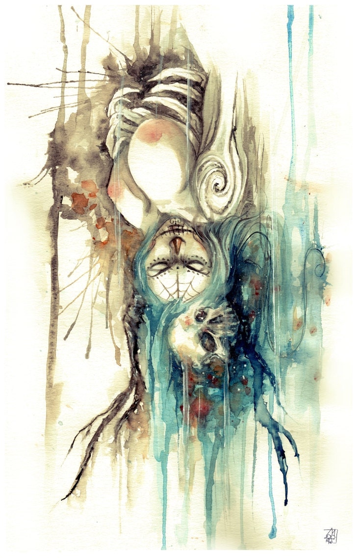 PRINT A3 - calavera de azucar - sugar skull - watercolor - day of the dead