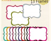 Digital frame, square frames , colour frame, digital scrapbooking frames , red , black, hot pink  A-64 , Instant download Frame