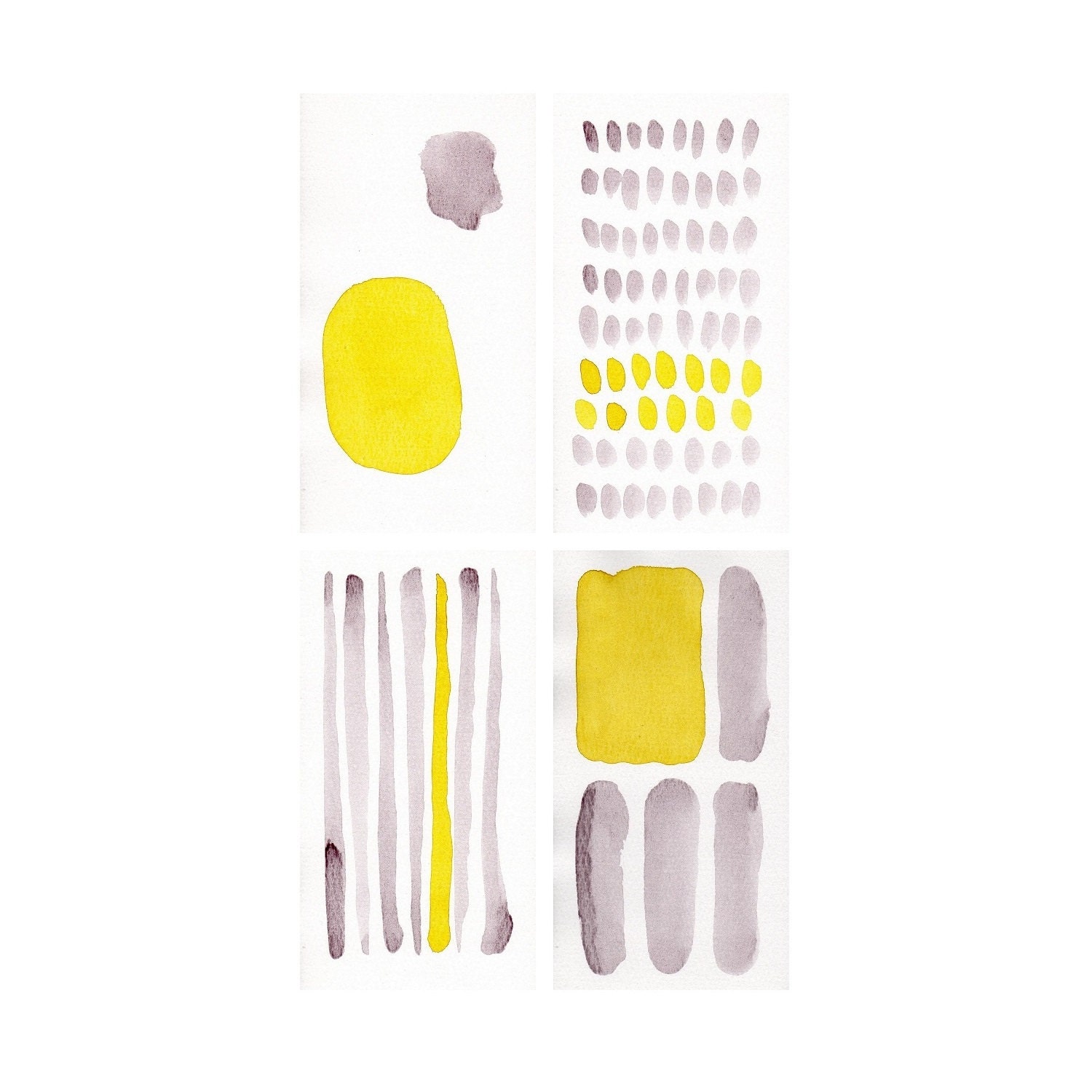 CELLS, 4 original watercolour paintings and ink drawings on paper, 9x6 inches, 23x15 cm, natural colors