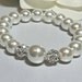 Pearl bracelet - White pearls - Crystal Rhinestones -  fireballs - Bridal jewelry - Bridesmaids - Gift -
