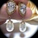 Pearl Earrings - Ivory/Cream Pearls- 14k Gold over Sterling silver Cubic Zirconia Posts - Bridal Jewelry - Classic - Bridesmaids - gift -