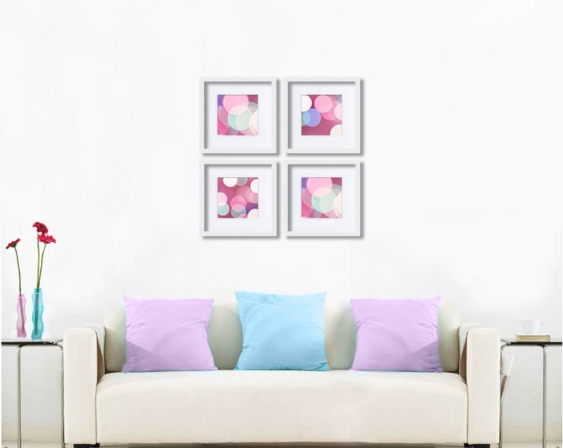 abstract light photography pink 5x5 8x8 inch print set fine art bokeh photography wall art print pink purple wall art clickety pastel