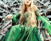 Costume Corset green gown dress fantasy medieval renaissance handmade game of thrones cersei
