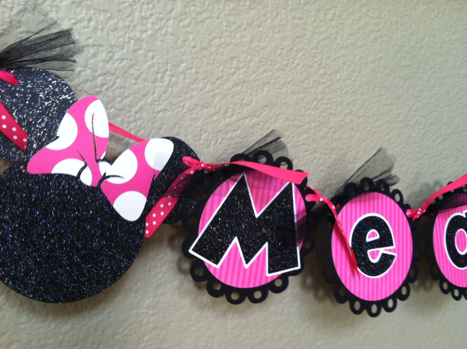 Minnie Mouse Name Banner Photo Prop Birthday Decoration Il_570xn