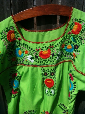 Vintage Embroidered Mexico Dress