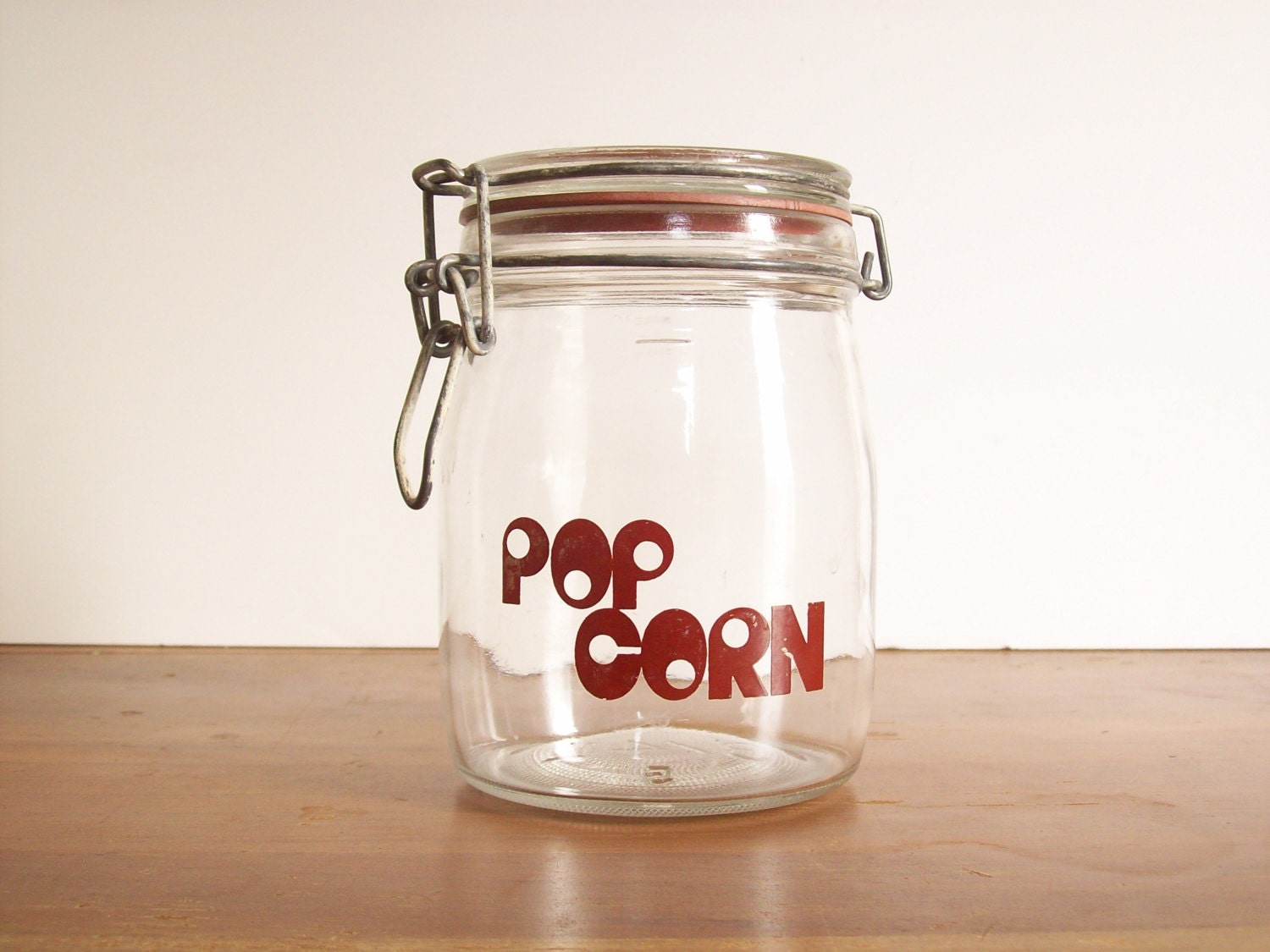 Vintage Popcorn Jar, Retro Typography, 1970s