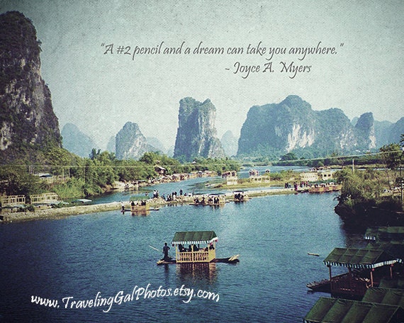 Inspirational art print quotes travel photography blue green water landscape home decor gift 8x10 fine art photo