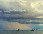Beach photography blue grey stormy sky sea ocean turquoise green aqua Guantanamo Bay Cuba art print 8x10 fine art photo