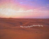 Travel photography Sahara Desert Morocco Algeria pink purple sunrise sunset warm dreamy art print 8x10 fine art photo