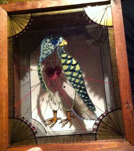 HAWK LOVE 3D   Embroidered Plexiglass Art