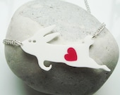 Stanley the Rabbit acrylic necklace with swappable hearts