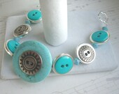 Stone bracelet, Turquoise bracelet, Button bracelet, silver bracelet, blue bracelet, Southwestern jewelry, OOAK, Mothers Day jewelry