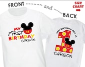 Mickey Mouse Birthday Shirt or Onesie - Front & Back Shirt - Personalized 1st Birthday Shirt