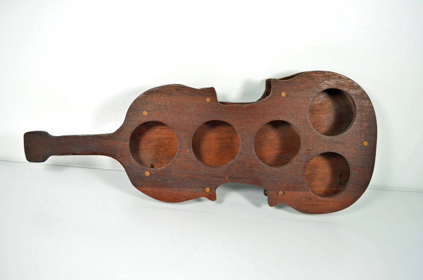 Wood Guitar Shaped DrinkTray Candle Holder.
