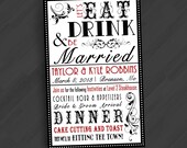 Retro Filigerie Invitations for Wedding/Shower/Birthday/Reception/Your Special Event (Shown in Black/White/Red)