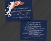Derby Feather & Flower Hat Invitations for Bridal Shower/Birthday/Bachelorette/Your Special Event (Shown in Navy/Coral Grey/Peach Grey/Blue)