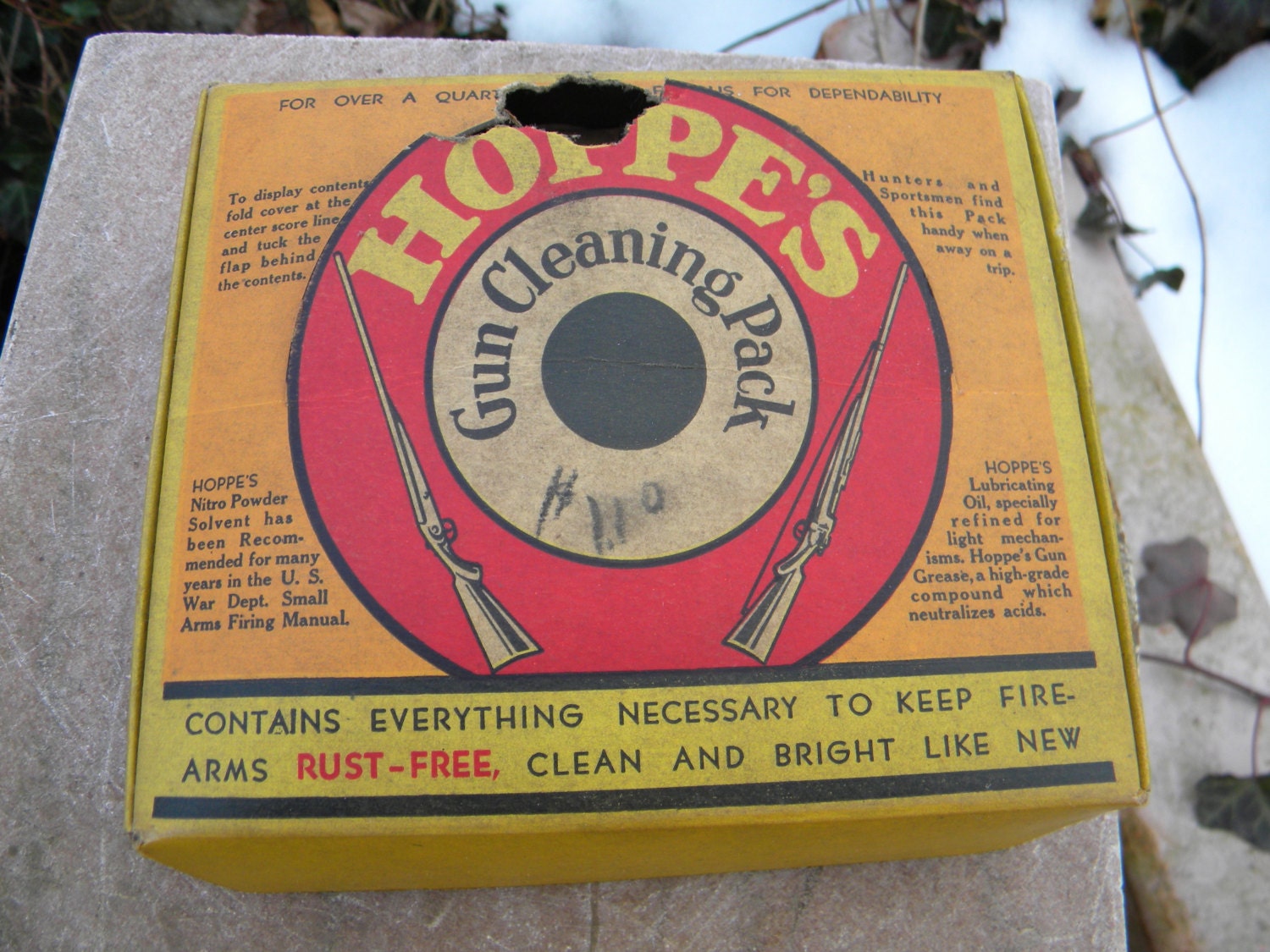 vintage 1950s never used HOPPES GUN CLEANING pack kit o box lead top oval handy tin oiler