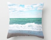 SALE Throw Pillow Cover - Teal Blue Ocean - FREE US Shipping