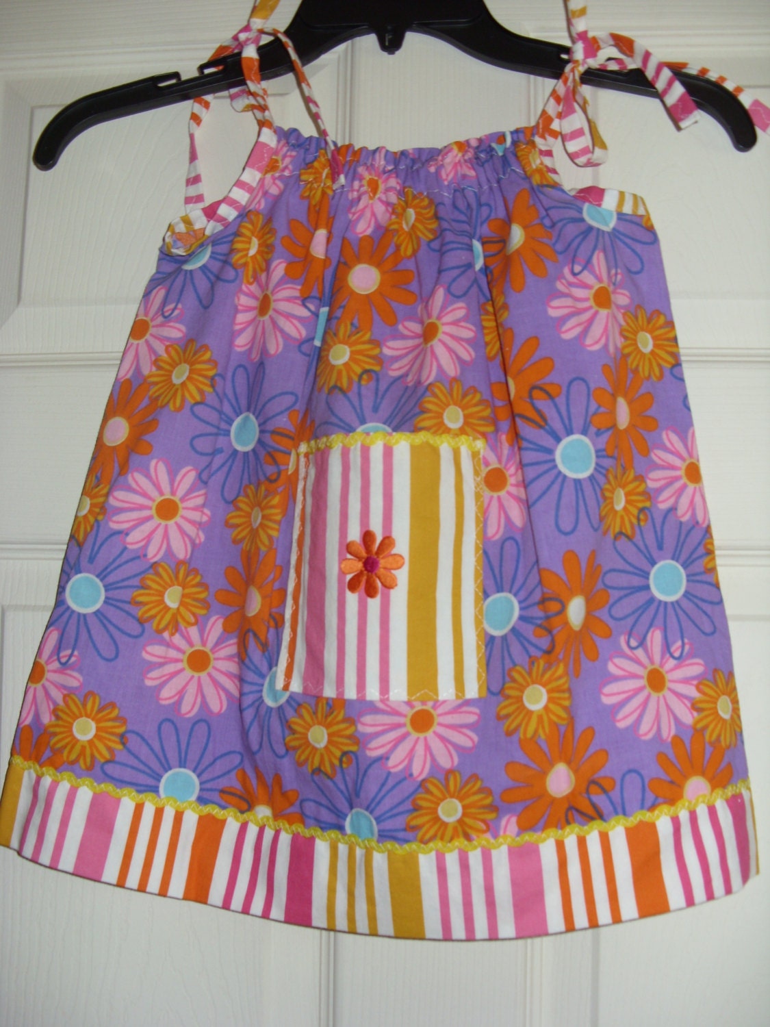 Bright Purple, Pink, and Orange Flowers  Pillowcase Dress